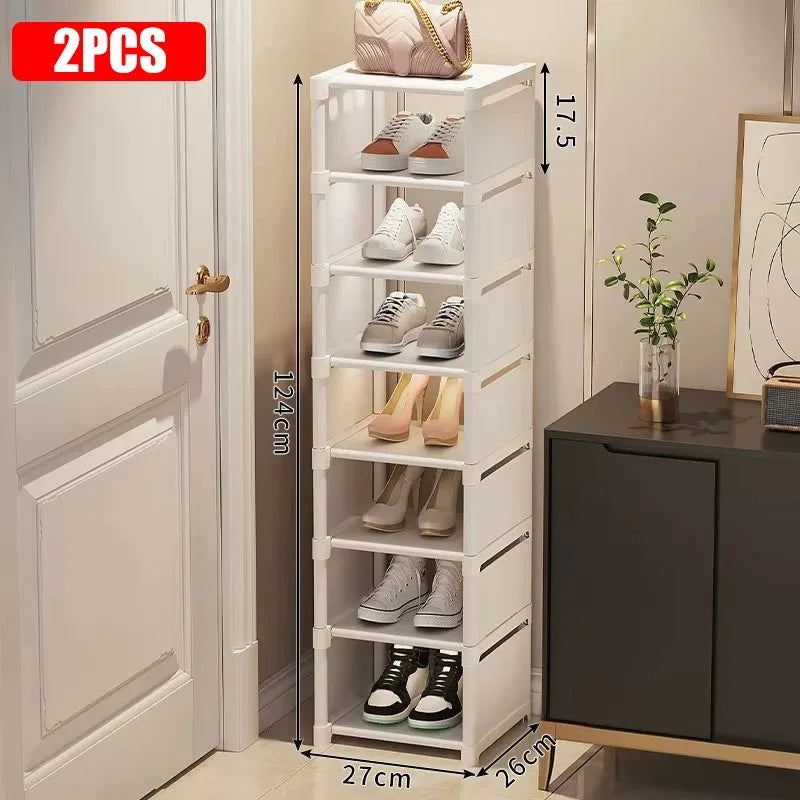 Slim Stackable Shoe Organizer – 7-Tier Space-Saving Storage