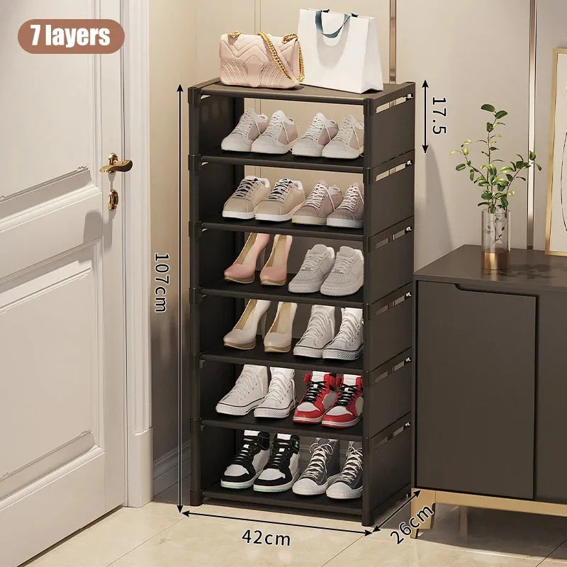 Slim Stackable Shoe Organizer – 7-Tier Space-Saving Storage