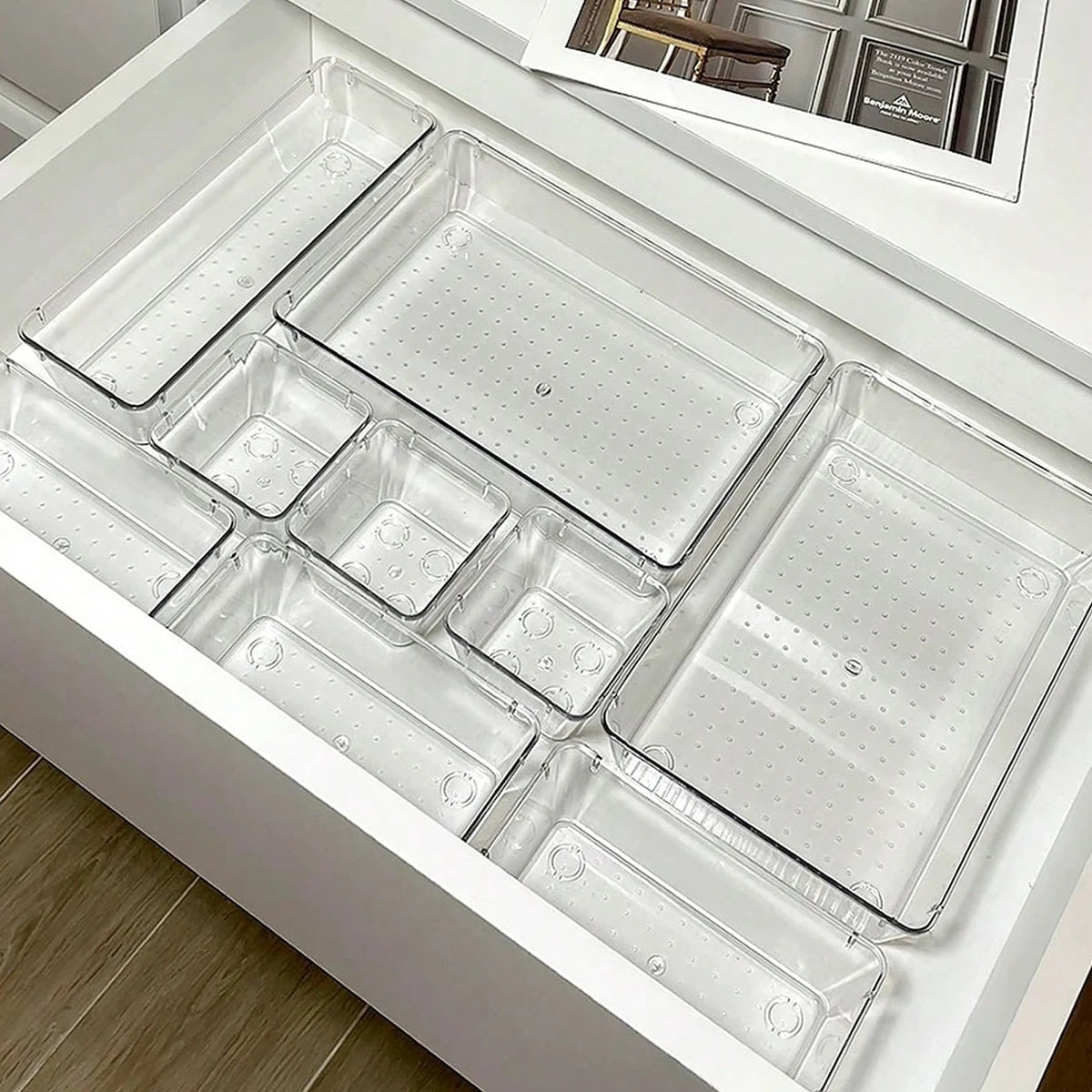 7-Piece Clear Drawer Organizer Set