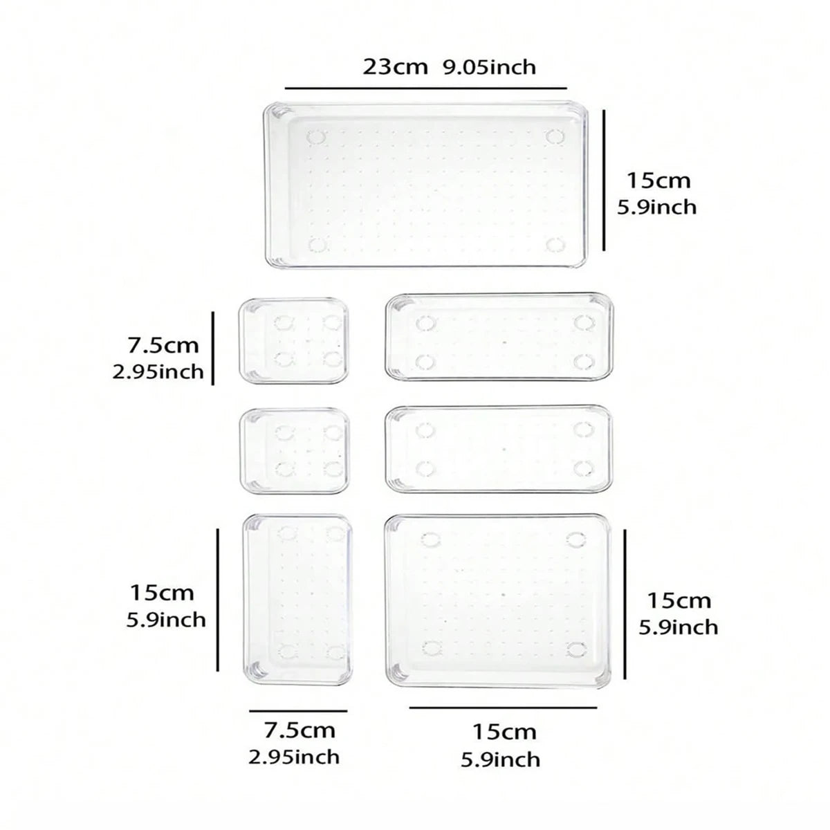 7-Piece Clear Drawer Organizer Set