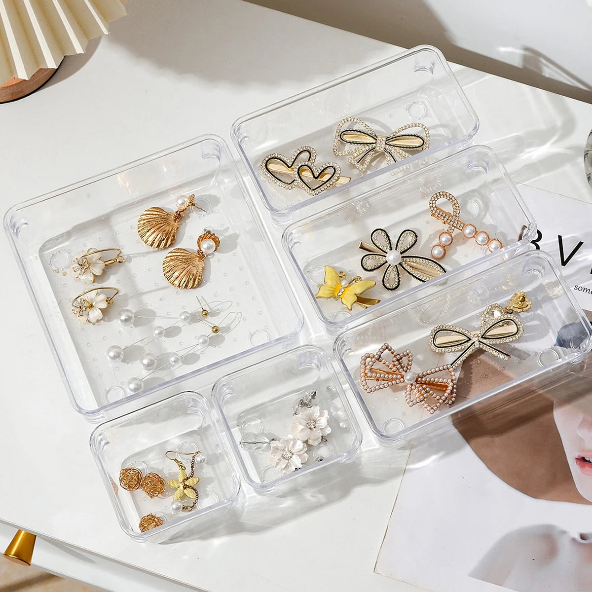 7-Piece Clear Drawer Organizer Set